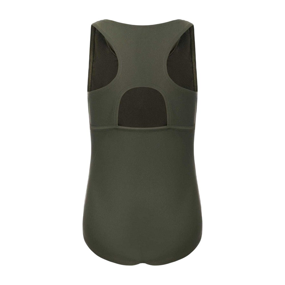 Khaki - Back - Slazenger Girls Xtra Life Racerback One Piece Swimsuit