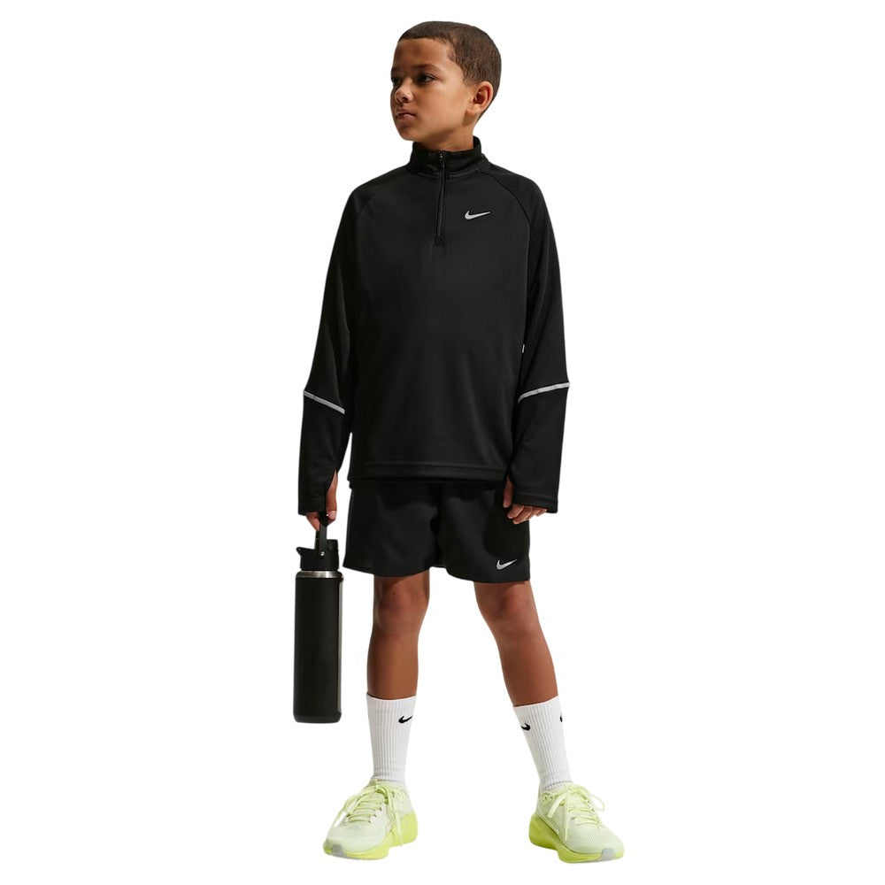 Black - Side - Nike Boys Miler Half Zip Running Top