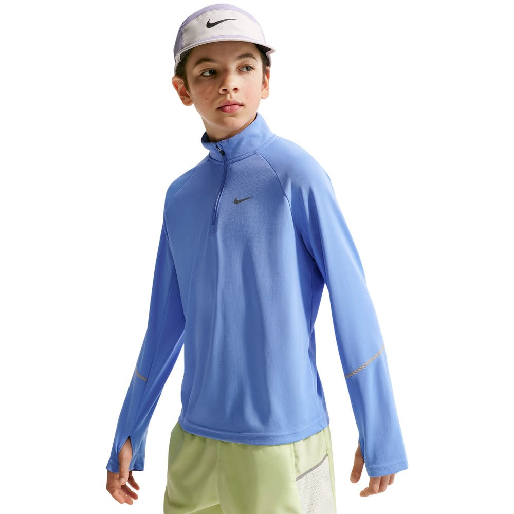 Royal Blue - Front - Nike Boys Miler Half Zip Running Top