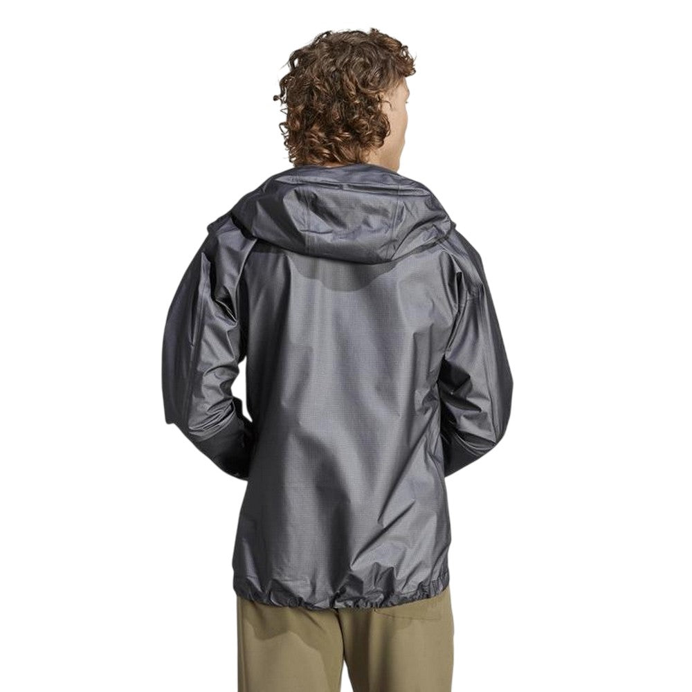 Carbon - Back - Adidas Mens Terrex Textured Hooded Jacket