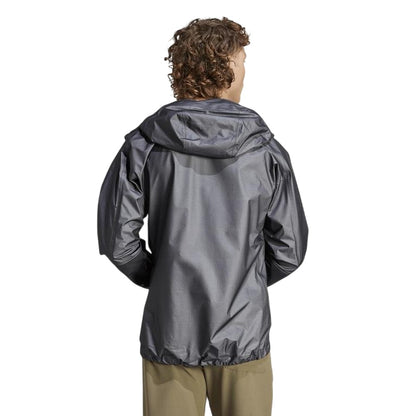 Carbon - Back - Adidas Mens Terrex Textured Hooded Jacket