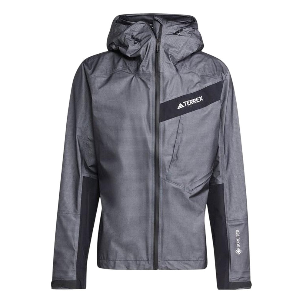 Carbon - Front - Adidas Mens Terrex Textured Hooded Jacket