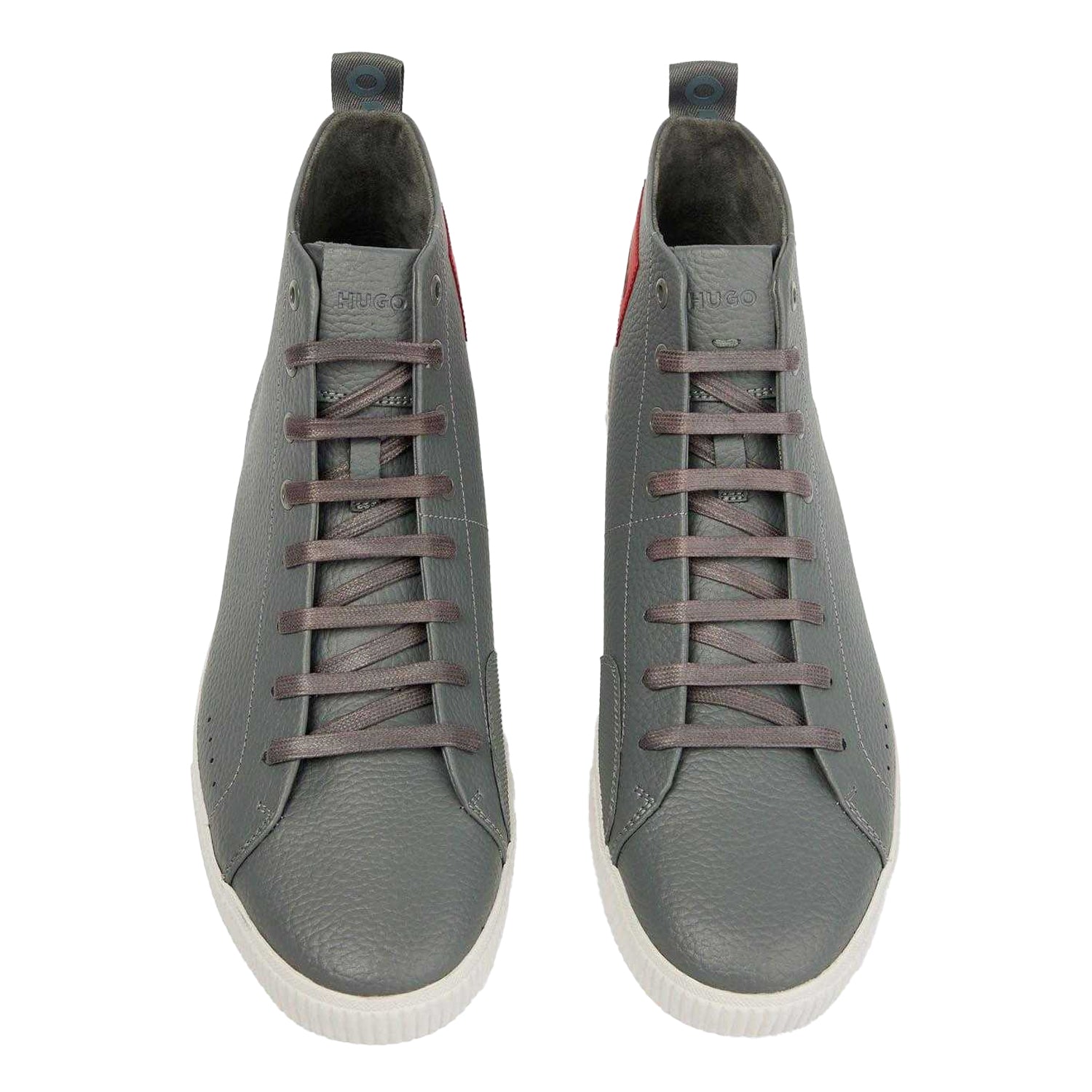 Grey - Pack Shot - Hugo Mens Zero Leather High-top Trainers