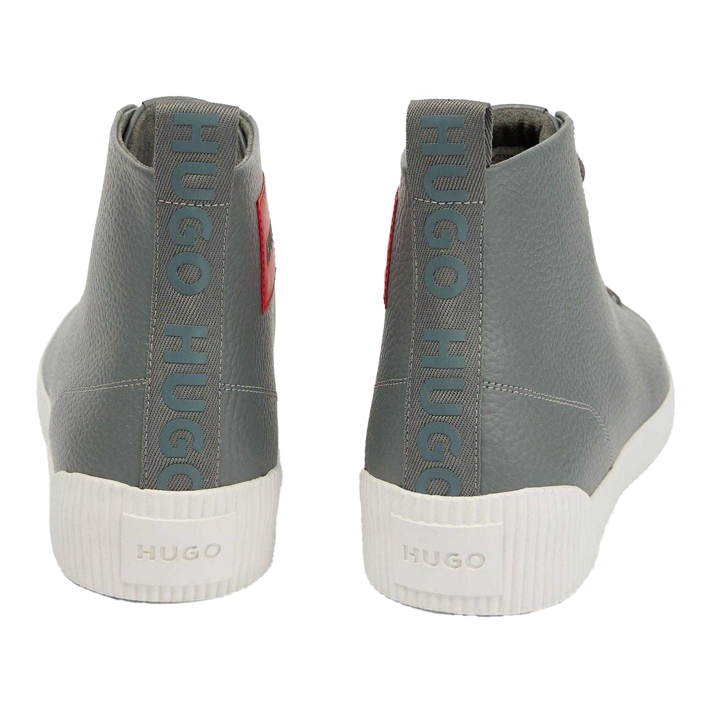 Grey - Back - Hugo Mens Zero Leather High-top Trainers