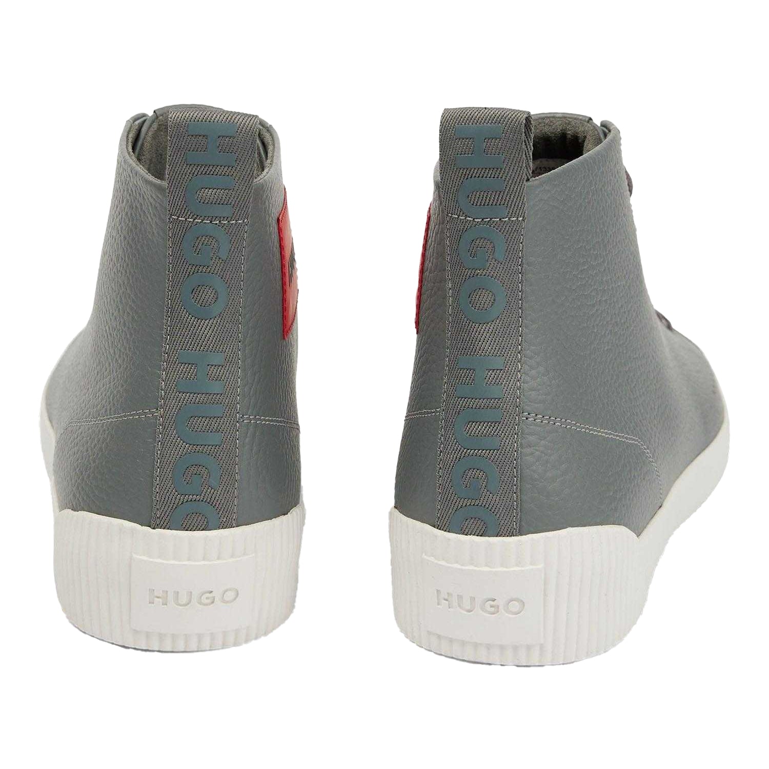 Grey - Back - Hugo Mens Zero Leather High-top Trainers