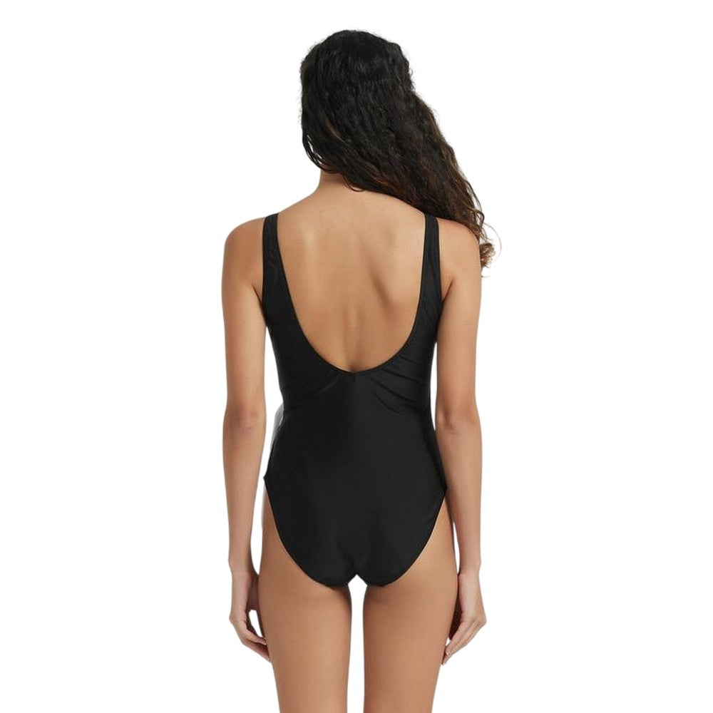White-Black - Back - Be You Womens-Ladies Monochrome Wrap One Piece Swimsuit