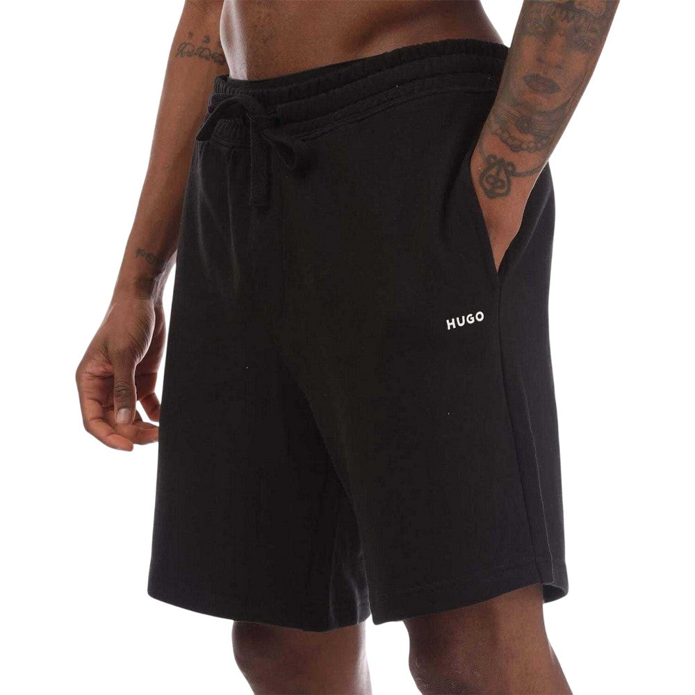 Black - Side - Hugo Mens Dayono Cotton Relaxed Fit Shorts