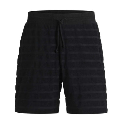 Black - Front - Hugo Mens Cotton Striped Relaxed Fit Casual Shorts