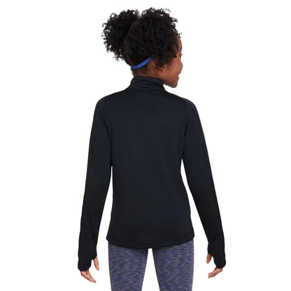 Black - Back - Nike Girls Dri-FIT Half Zip Long-Sleeved Top