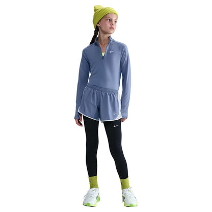 Indigo - Side - Nike Girls Dri-FIT Half Zip Long-Sleeved Top