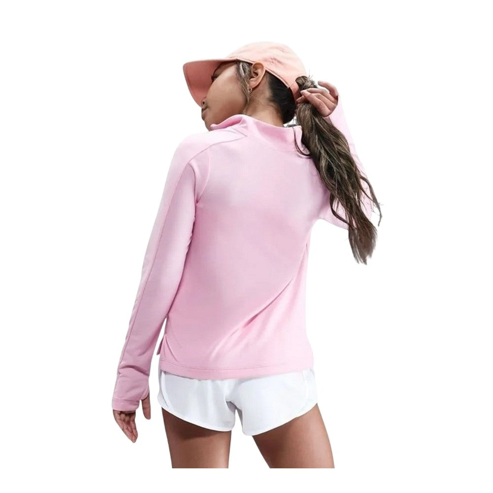 Pink - Back - Nike Girls Dri-FIT Half Zip Long-Sleeved Top