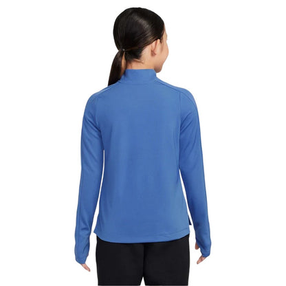 Blue - Back - Nike Girls Dri-FIT Half Zip Long-Sleeved Top