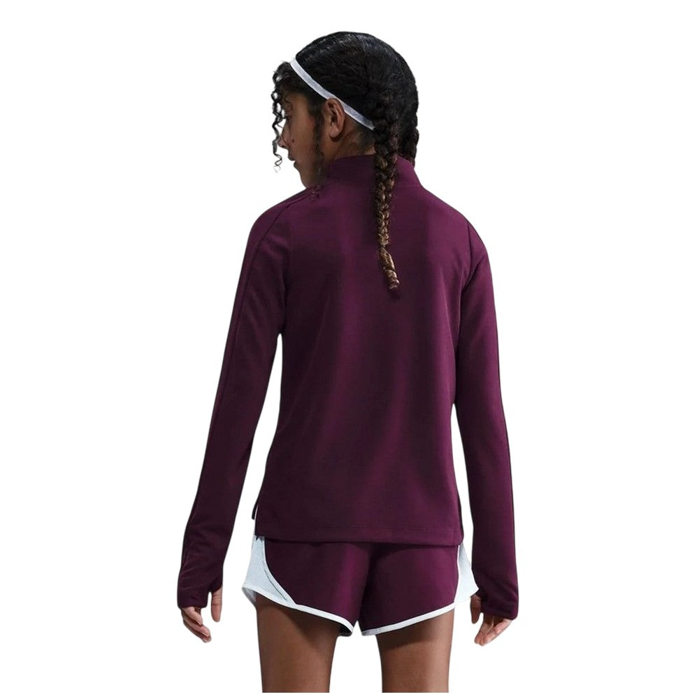 Bordeaux - Back - Nike Girls Dri-FIT Half Zip Long-Sleeved Top