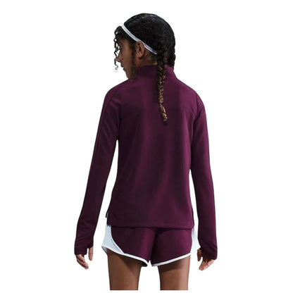Bordeaux - Back - Nike Girls Dri-FIT Half Zip Long-Sleeved Top