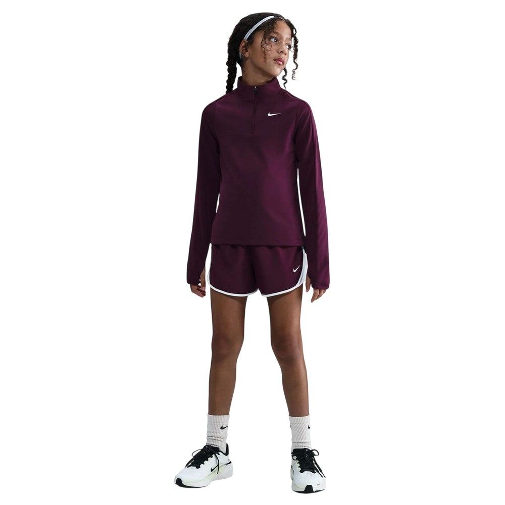 Bordeaux - Side - Nike Girls Dri-FIT Half Zip Long-Sleeved Top