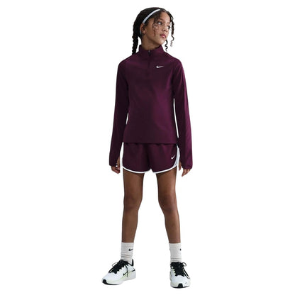 Bordeaux - Side - Nike Girls Dri-FIT Half Zip Long-Sleeved Top