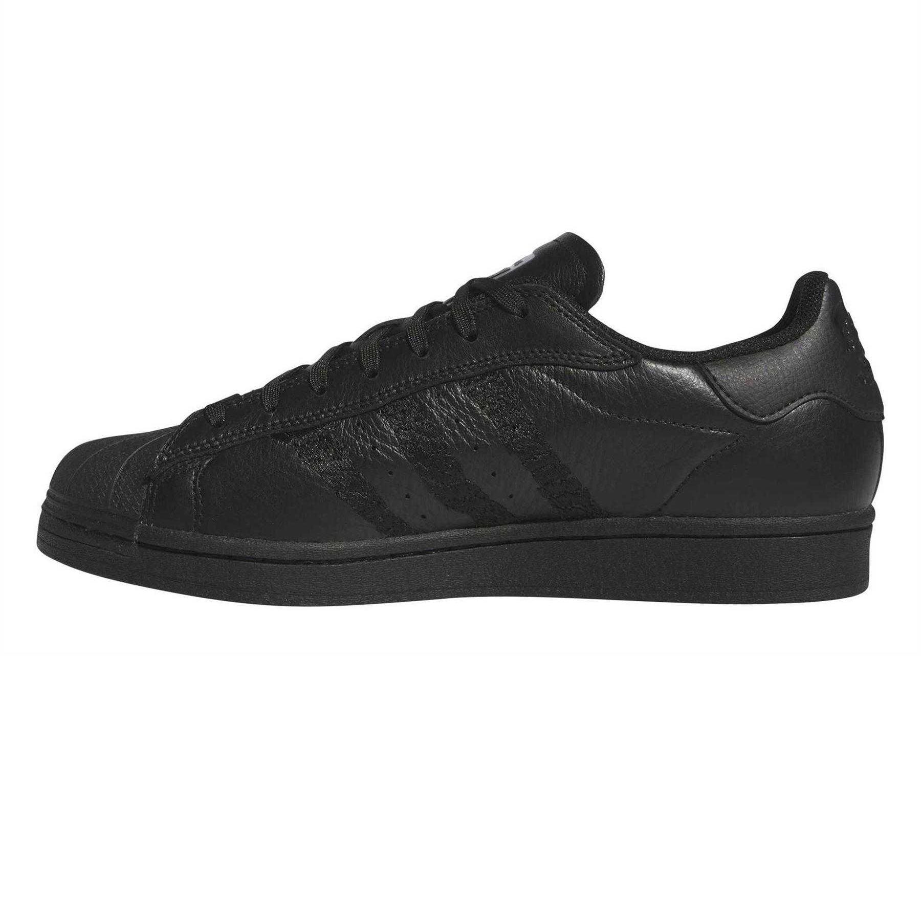 Black - Side - Adidas Mens Superstar Adv Leather Trainers