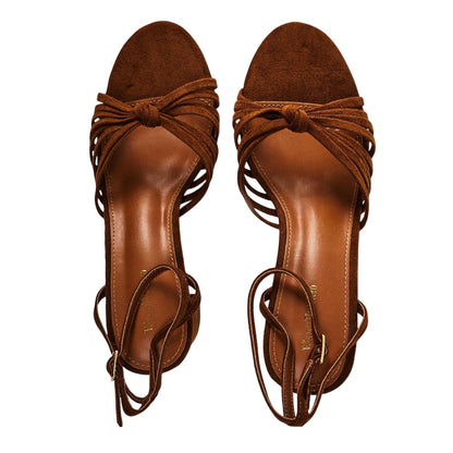 Cognac - Side - Where´s That From Womens-Ladies Knotted Suede Block Heel Sandals