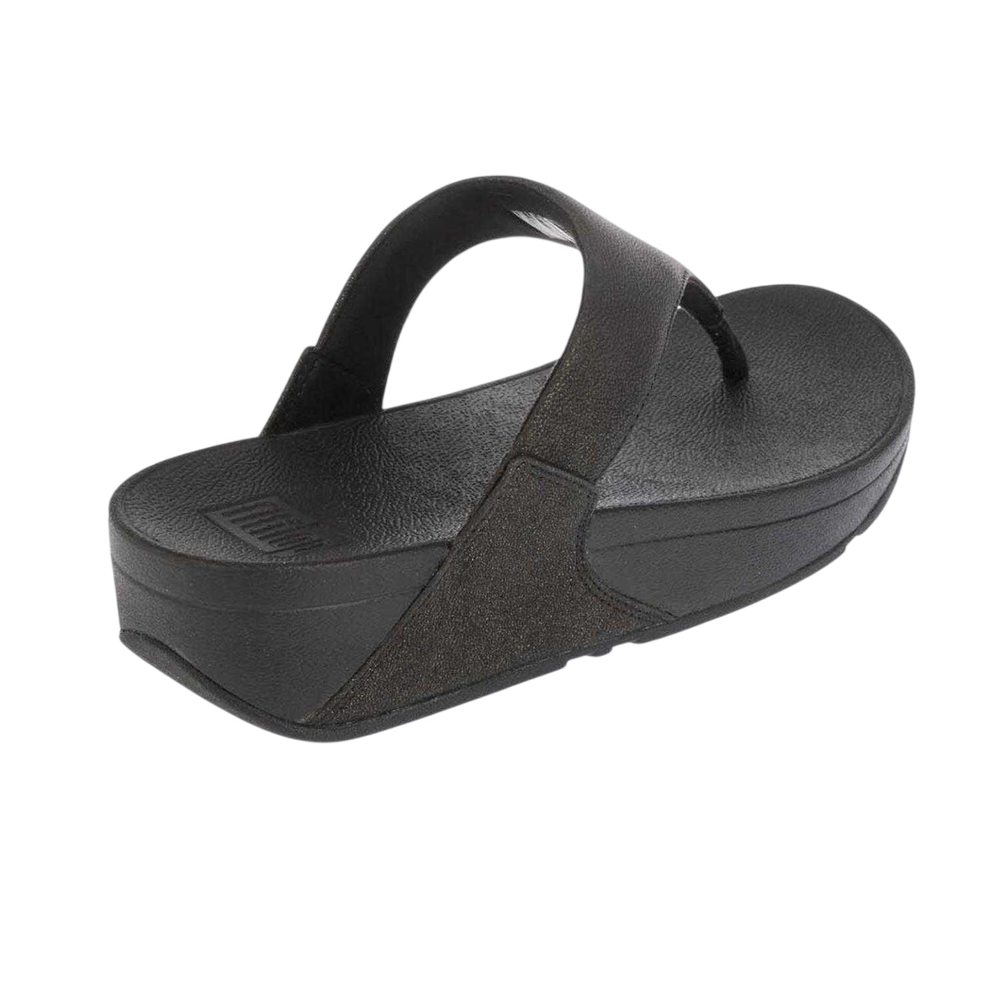 Black - Back - Fit Flop Womens-Ladies Lulu Sparkle Toe Post Wedge Sandals