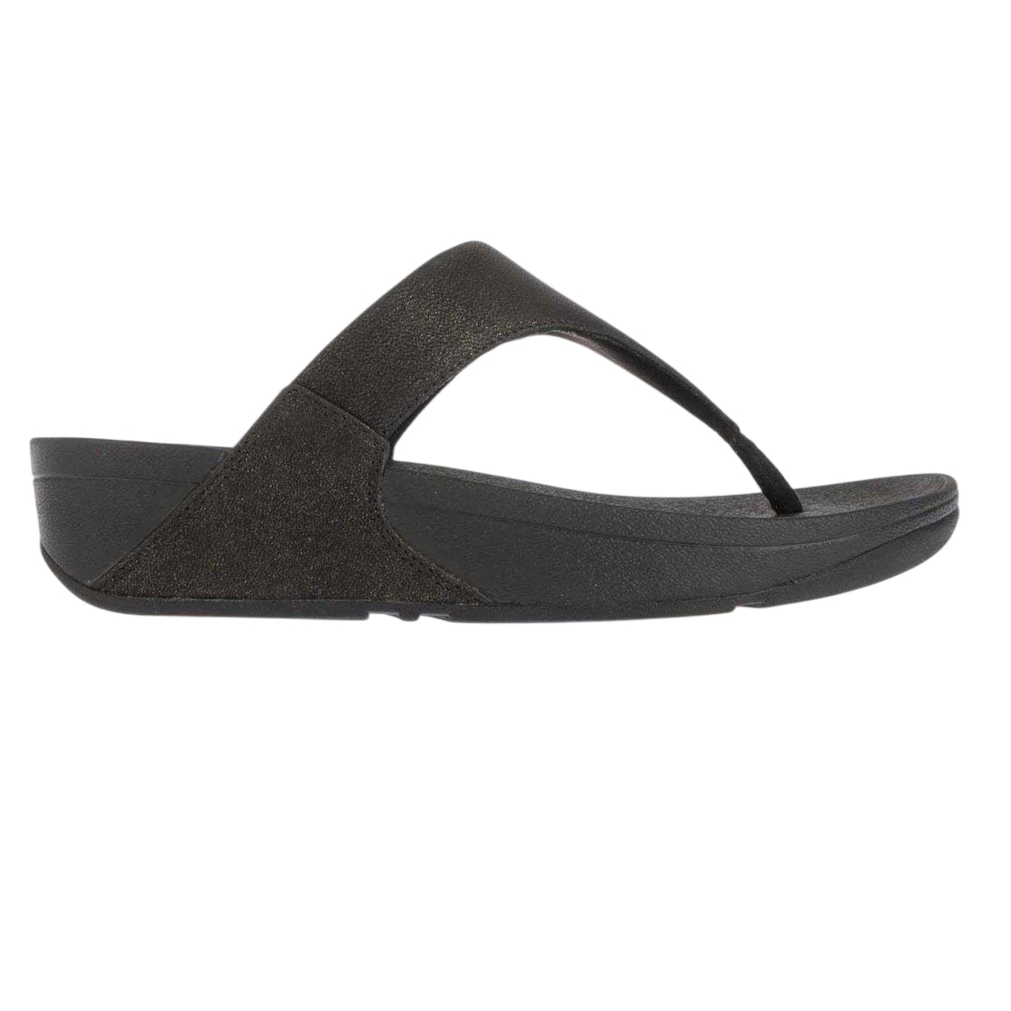 Black - Front - Fit Flop Womens-Ladies Lulu Sparkle Toe Post Wedge Sandals