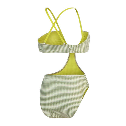 Green - Back - Speedo Womens-Ladies Gingham Cut Out One Piece Swimsuit