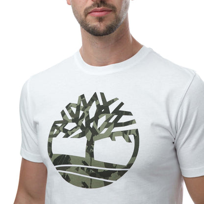 White - Side - Timberland Mens Camo Logo T-Shirt