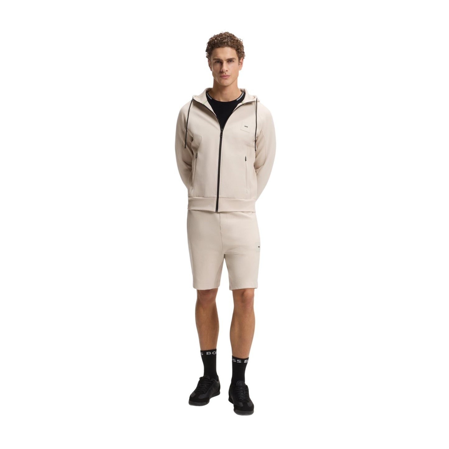 Beige - Lifestyle - Boss Mens Headlo Ribbed Sweat Shorts