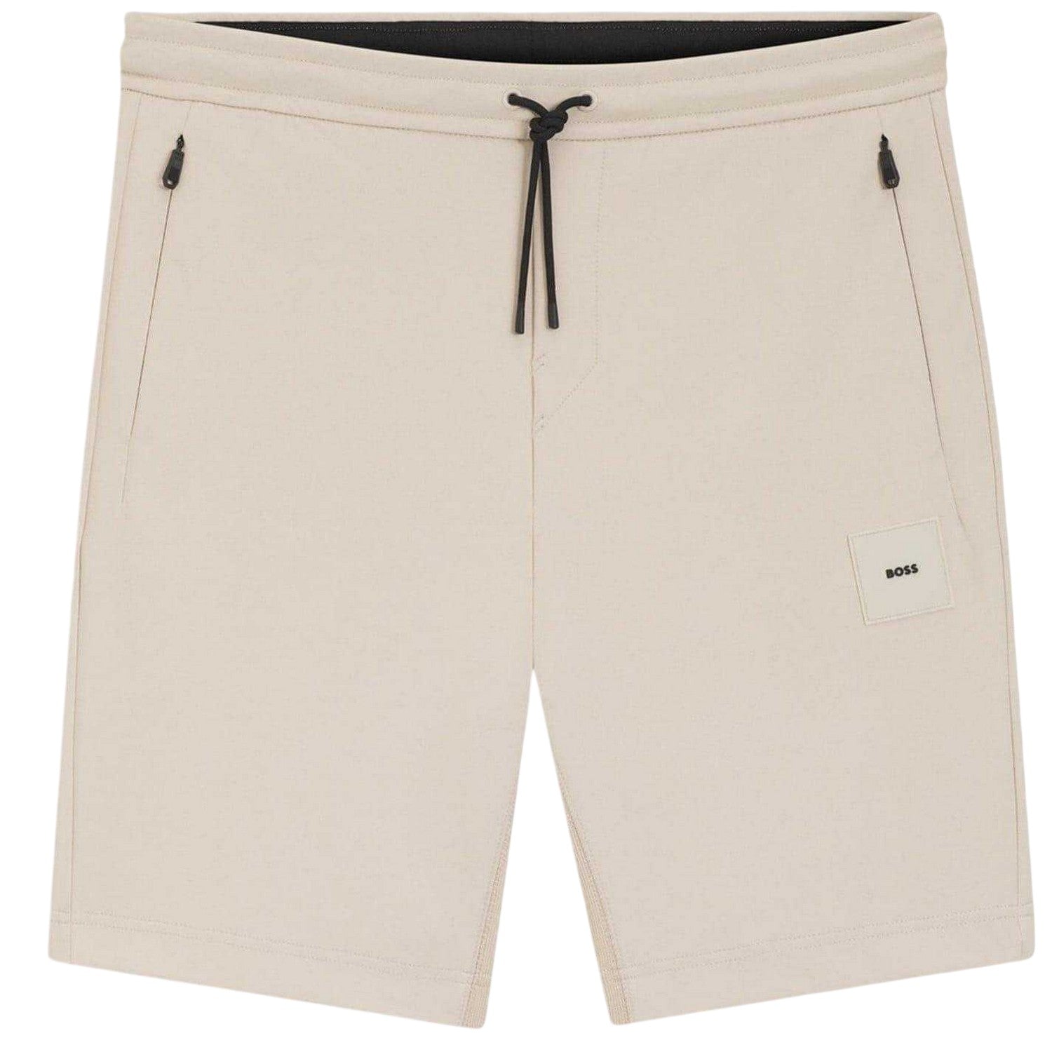 Beige - Front - Boss Mens Headlo Ribbed Sweat Shorts
