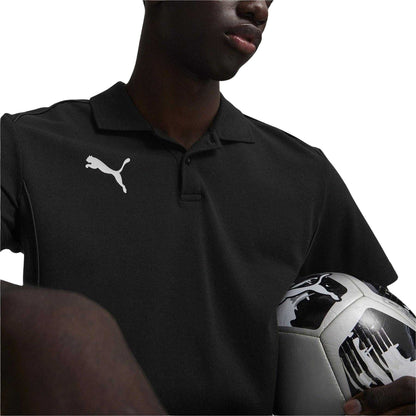 Black - Side - Puma Mens Logo Pique Polo Shirt
