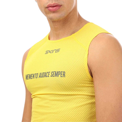 Yellow - Side - Skins Mens Cycle Sleeveless Base Layer Top