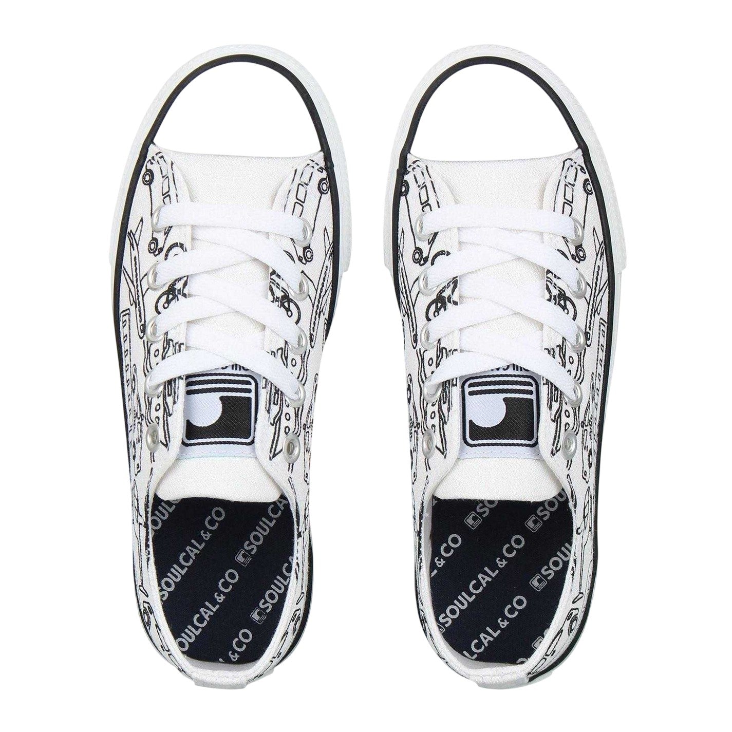 White - Side - SoulCal Childrens-Kids Cars Canvas Trainers