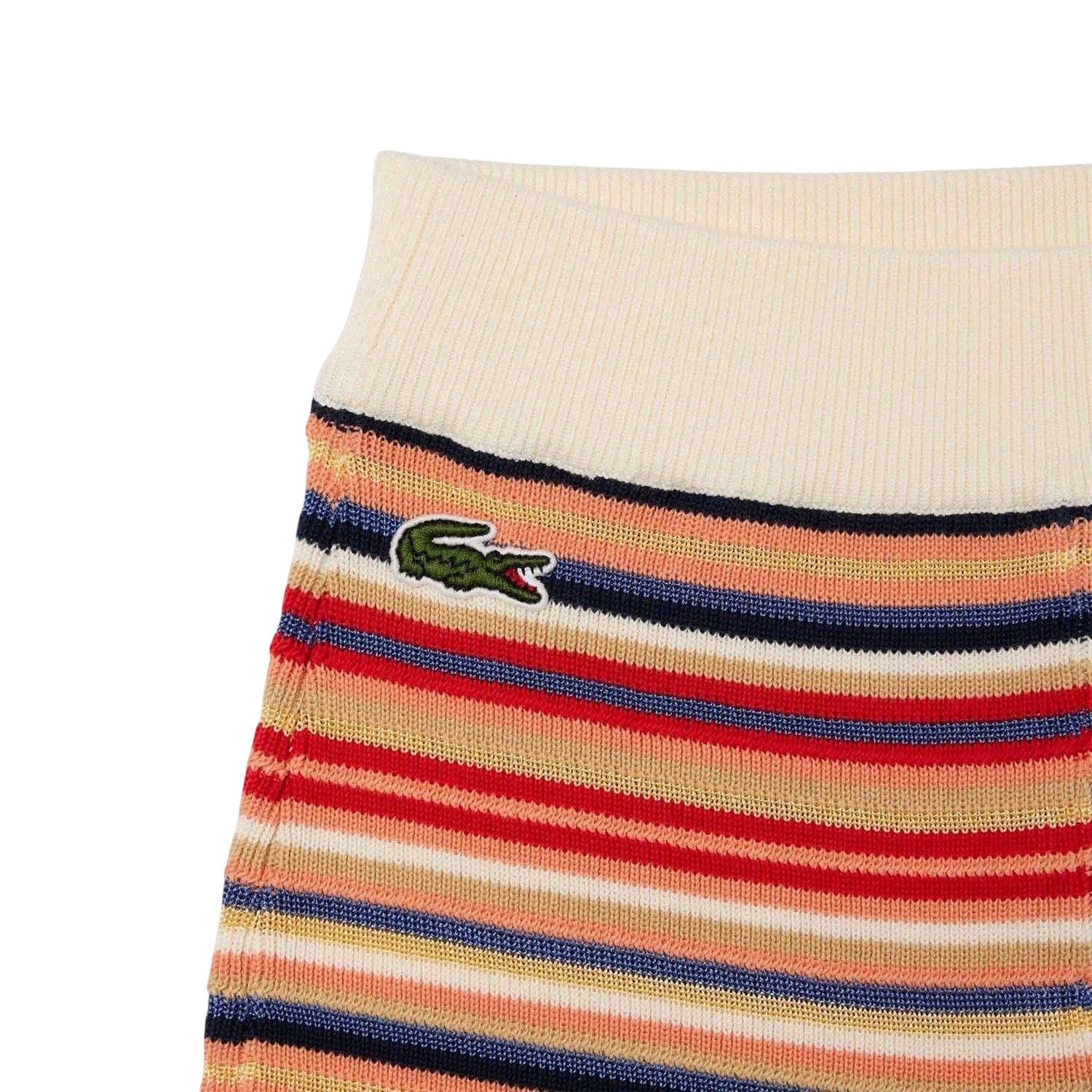 Multicoloured - Side - Lacoste Womens-Ladies Organic Cotton Striped Shorts