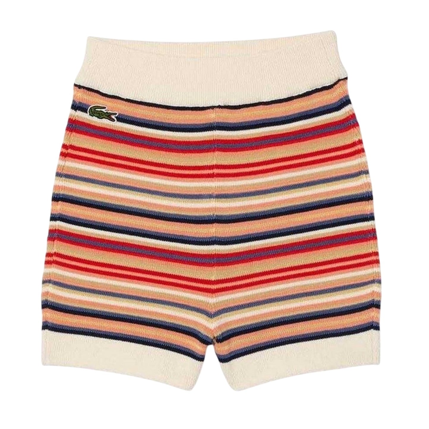 Multicoloured - Front - Lacoste Womens-Ladies Organic Cotton Striped Shorts