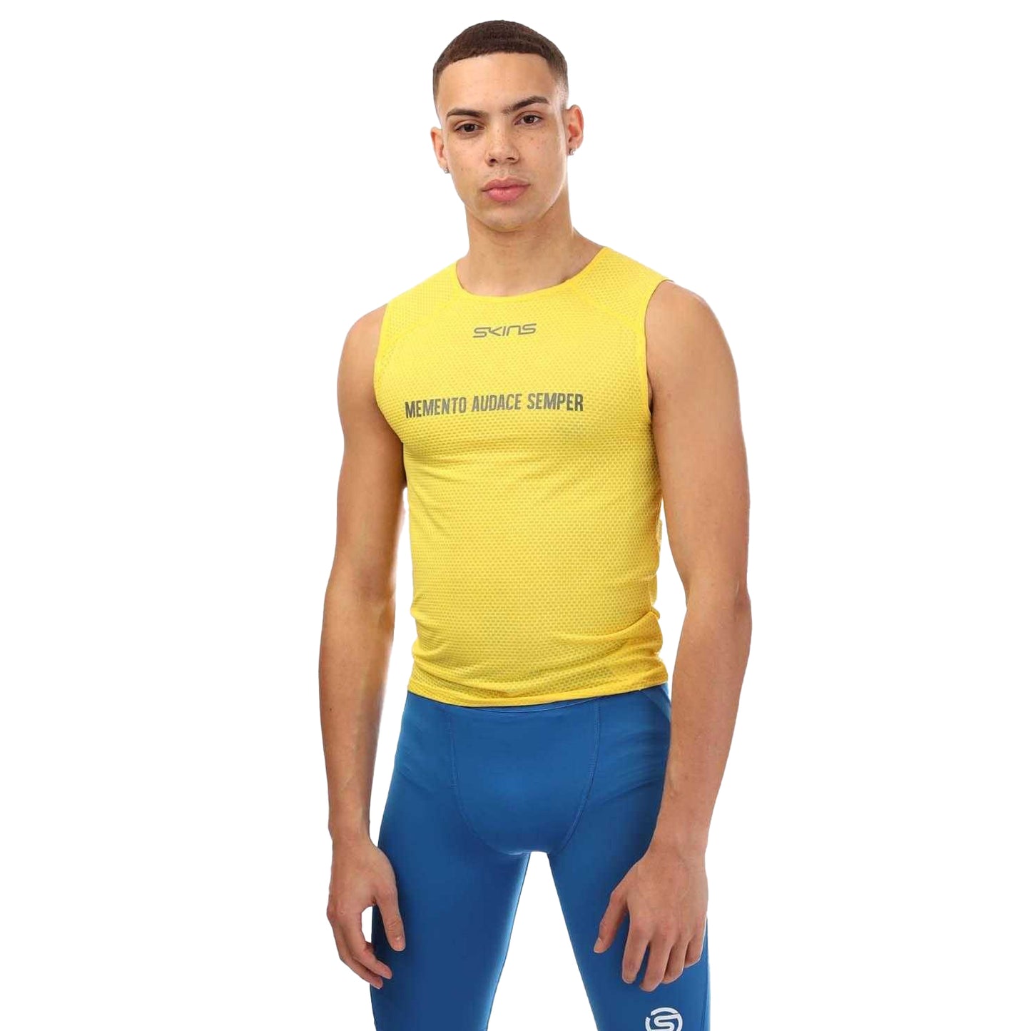 Yellow - Front - Skins Mens Cycle Sleeveless Base Layer Top