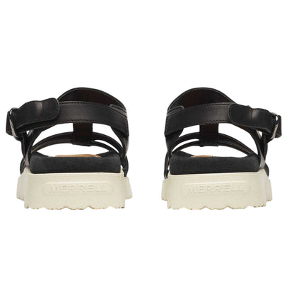 Black - Back - Merrell Womens-Ladies Leather Ankle Strap Flat Sandals