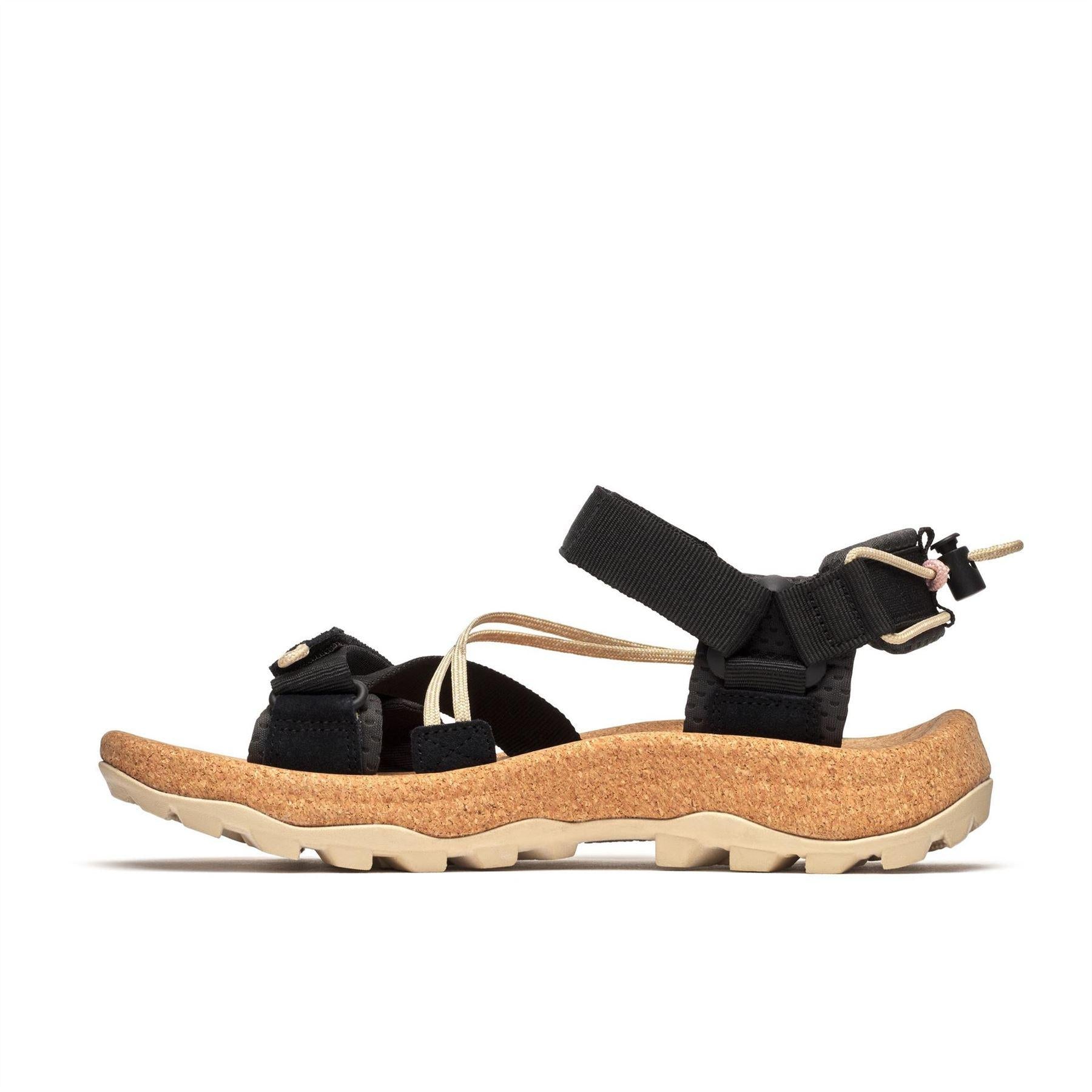 Black-Brown - Side - Merrell Womens-Ladies Leather Ankle Strap Flat Sandals