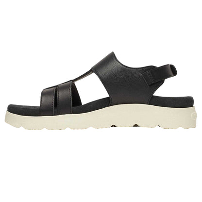 Black - Side - Merrell Womens-Ladies Leather Ankle Strap Flat Sandals