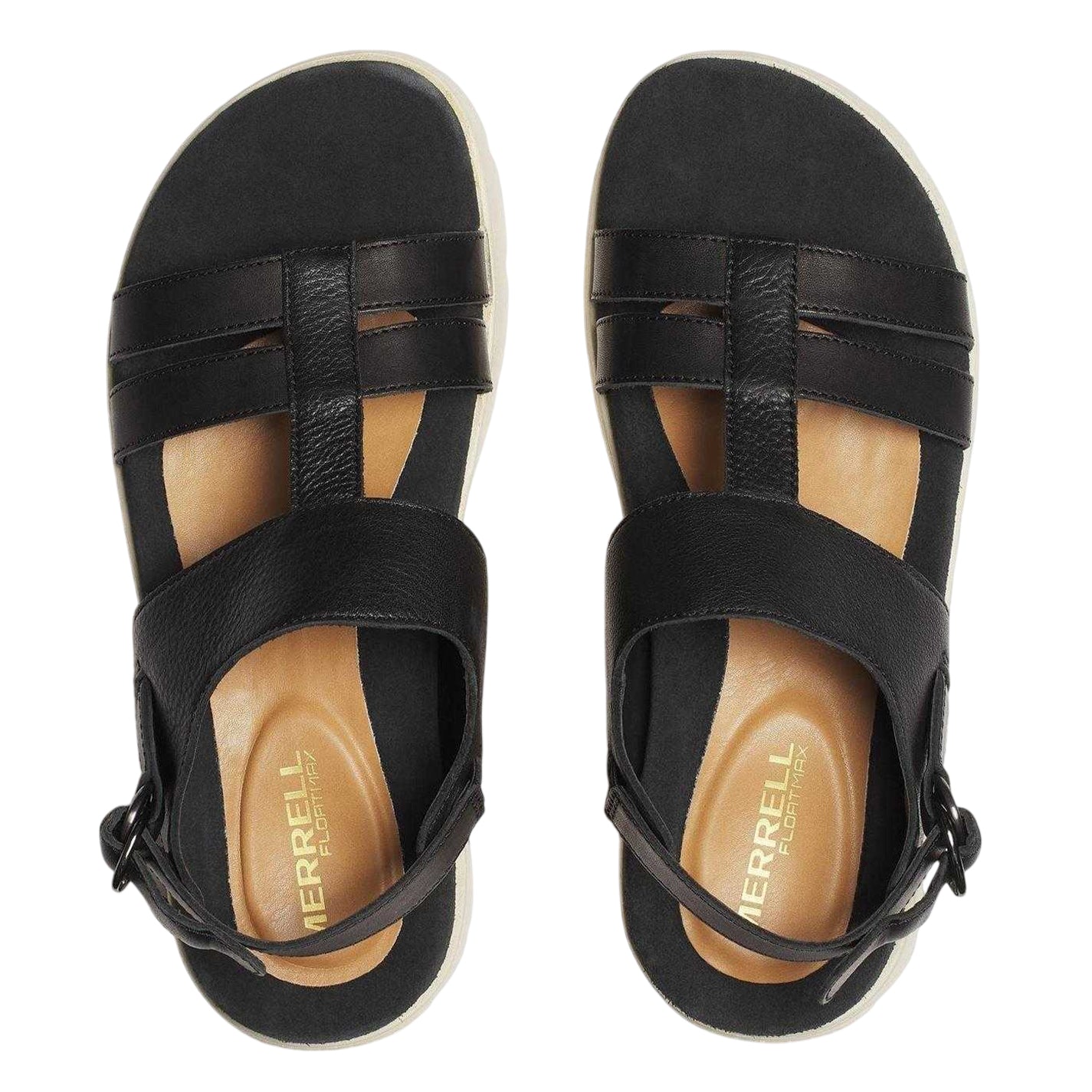 Black - Lifestyle - Merrell Womens-Ladies Leather Ankle Strap Flat Sandals