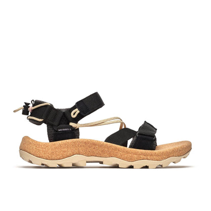 Black-Brown - Front - Merrell Womens-Ladies Leather Ankle Strap Flat Sandals