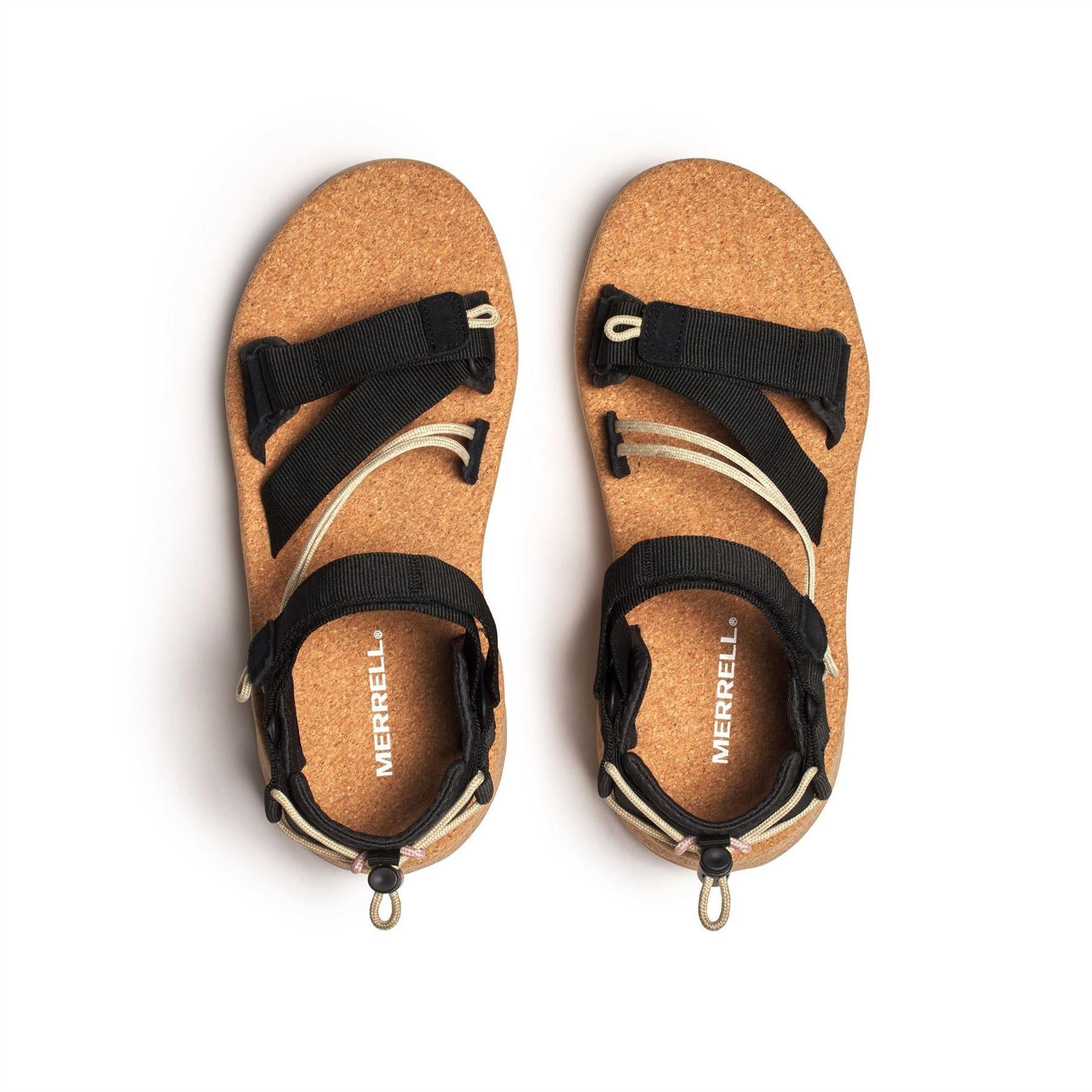 Black-Brown - Back - Merrell Womens-Ladies Leather Ankle Strap Flat Sandals
