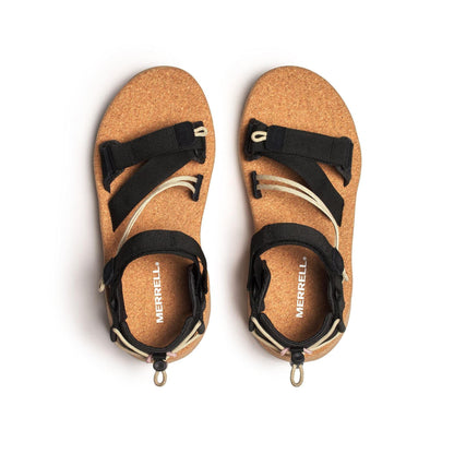 Black-Brown - Back - Merrell Womens-Ladies Leather Ankle Strap Flat Sandals