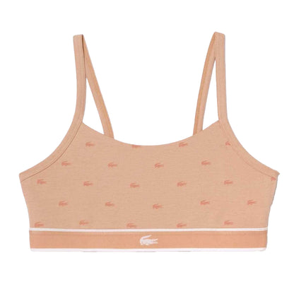 Pink - Front - Lacoste Womens-Ladies Logo Cotton Stretch Bralette