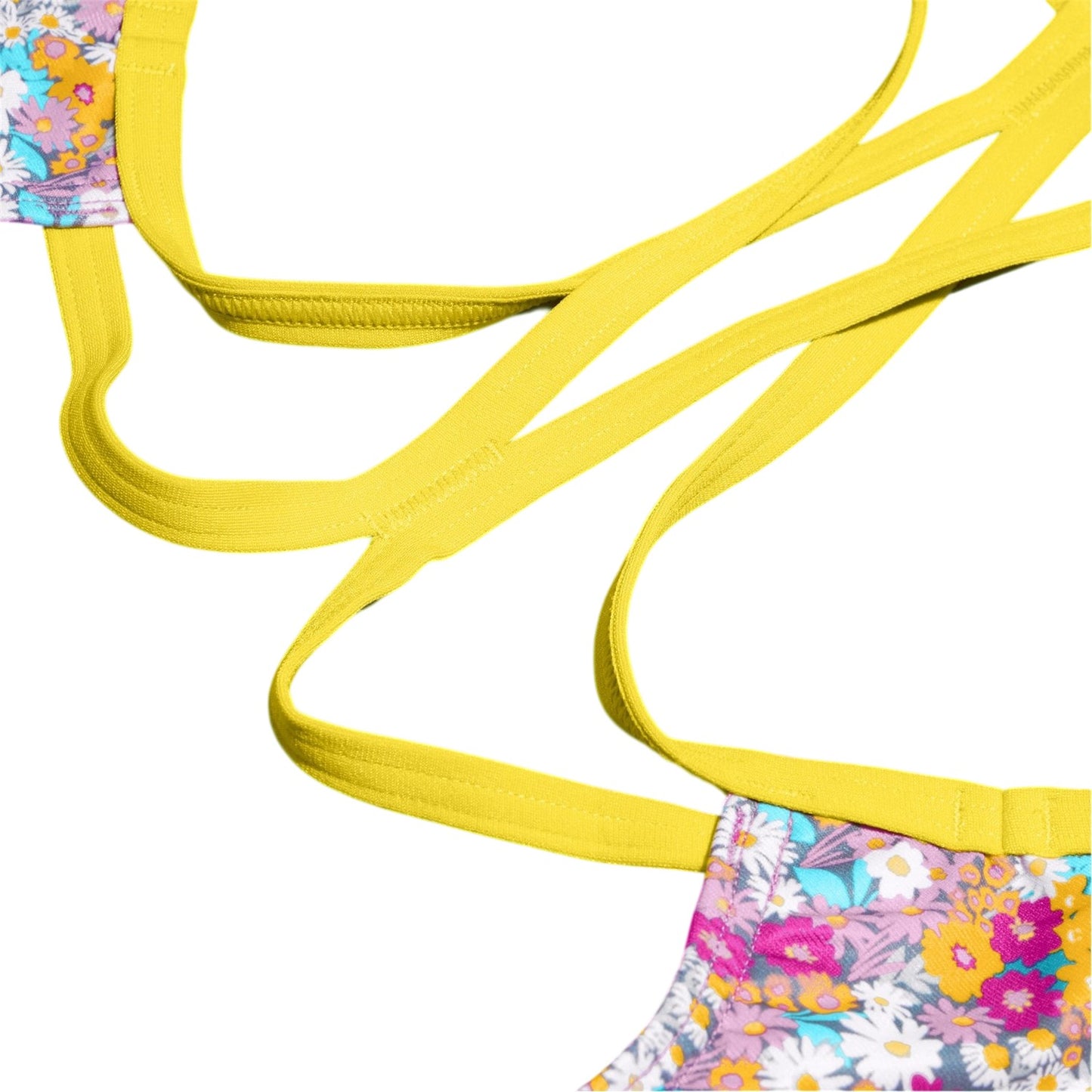 Yellow-Pink - Back - Speedo Girls Floral Pattern One Piece Swimsuit