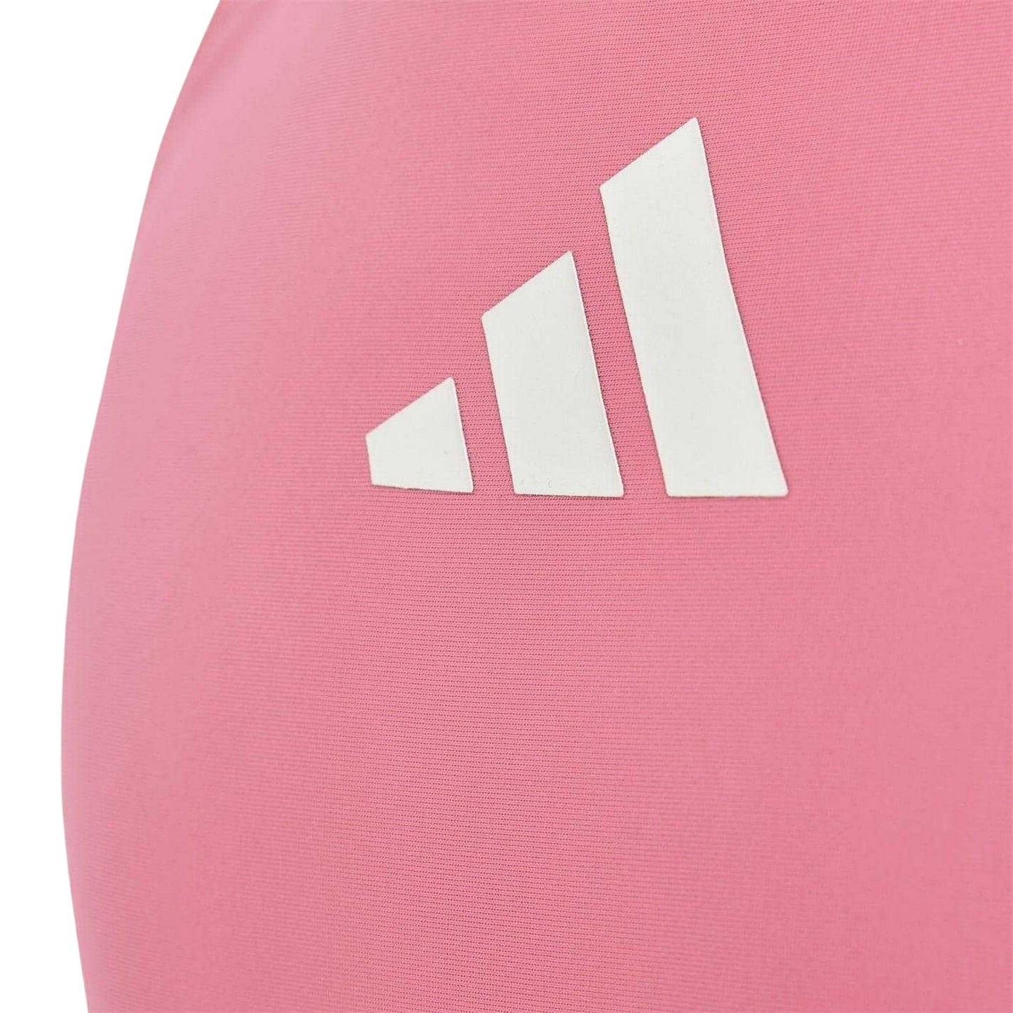 Pink-White - Side - Adidas Girls 3 Bars One Piece Swimsuit
