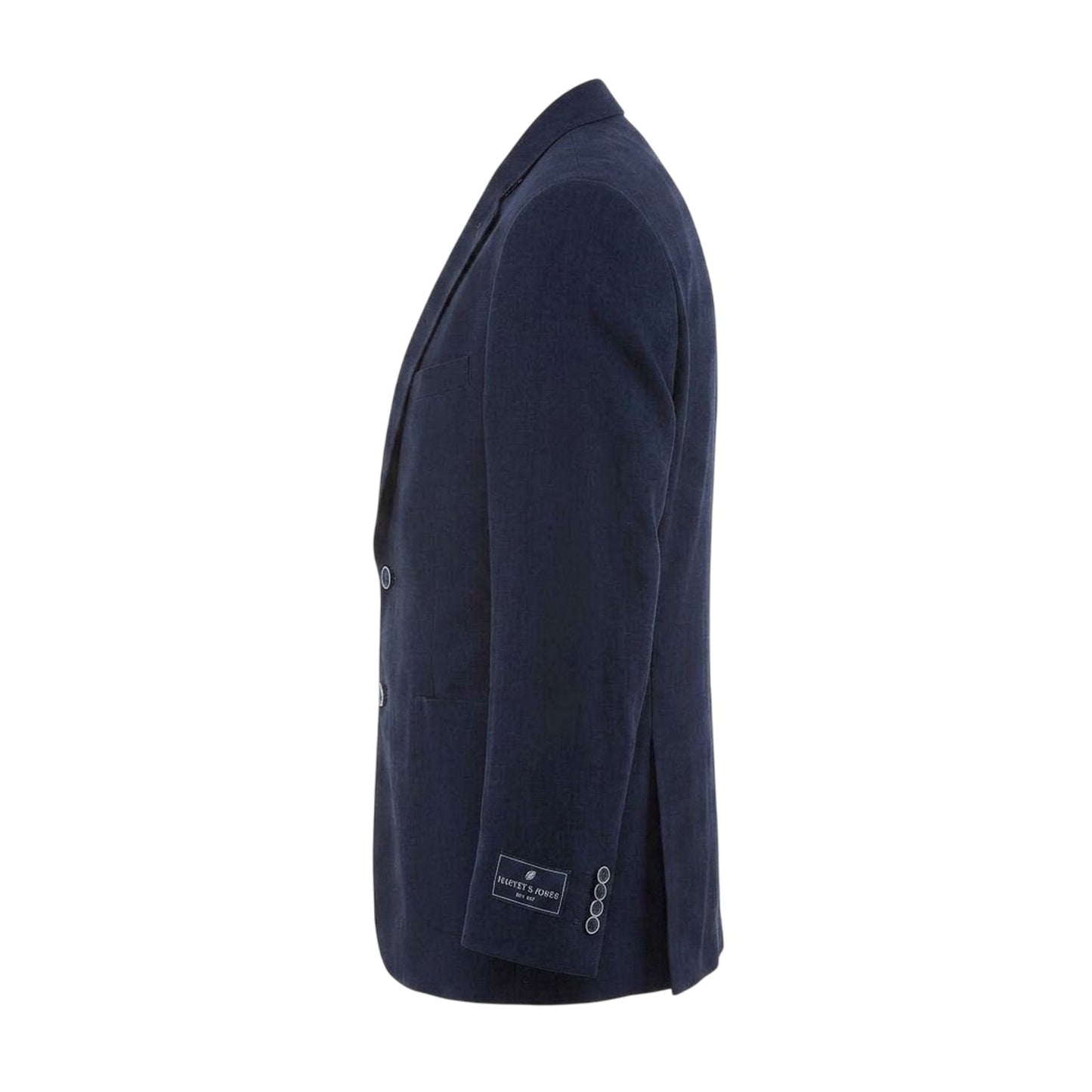 Navy - Side - Harvey & Jones Mens Plain Linen Blend Single-Breasted Blazer