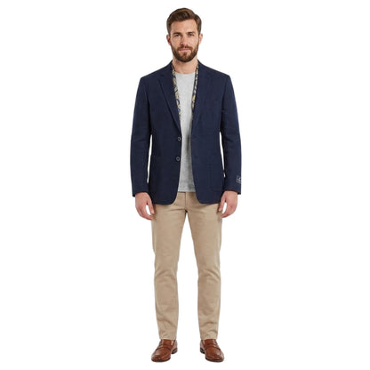Navy - Lifestyle - Harvey & Jones Mens Plain Linen Blend Single-Breasted Blazer