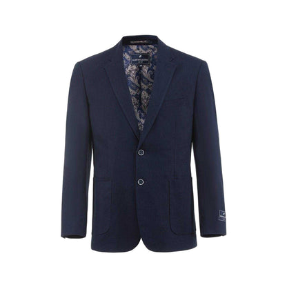 Navy - Front - Harvey & Jones Mens Plain Linen Blend Single-Breasted Blazer