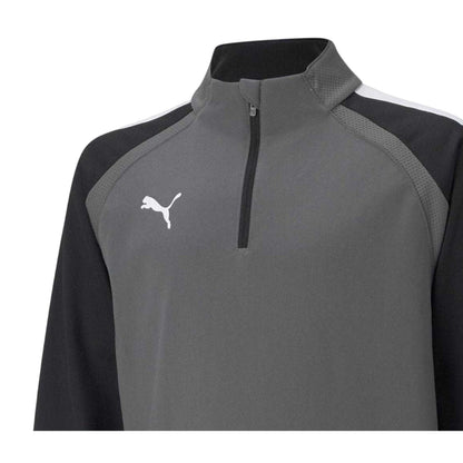 Grey - Side - Puma Childrens-Kids TeamLIGA Quarter Zip Fleece Top