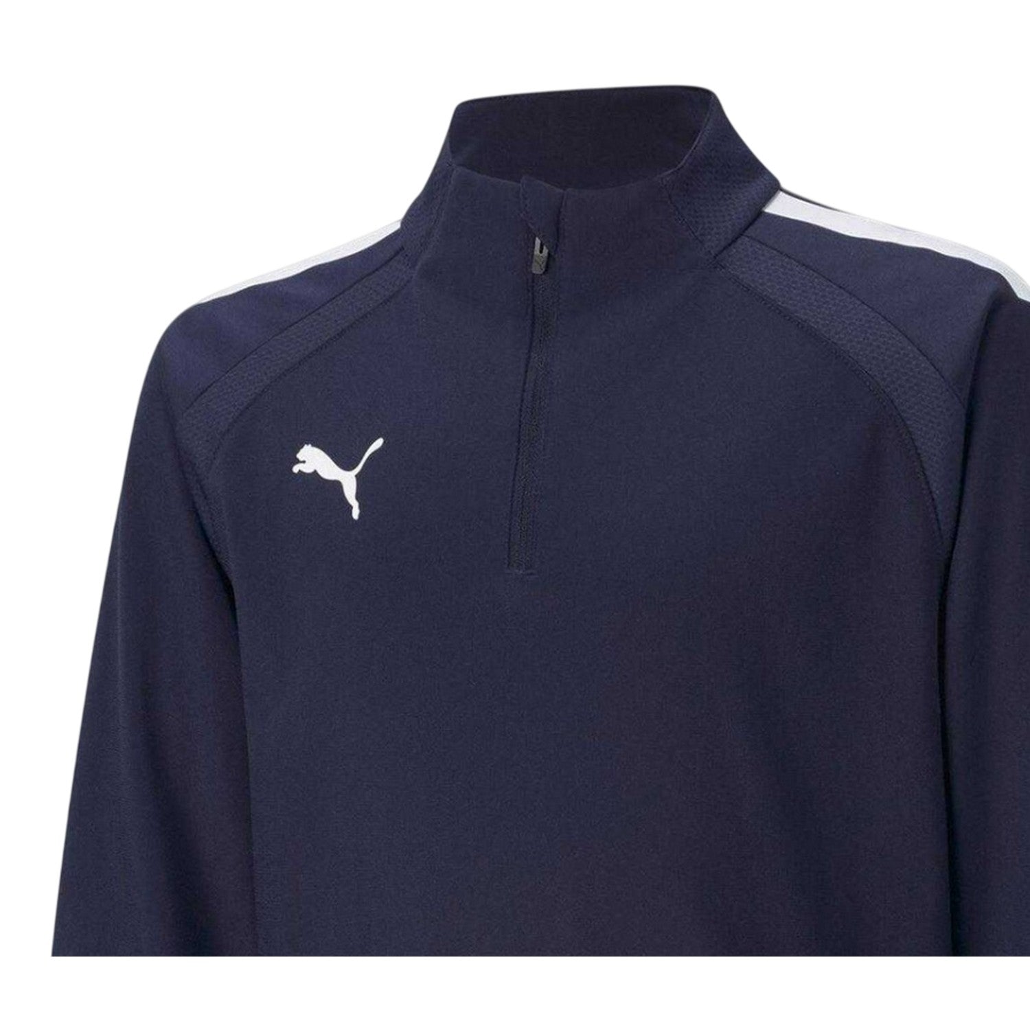 Navy - Side - Puma Childrens-Kids TeamLIGA Quarter Zip Fleece Top