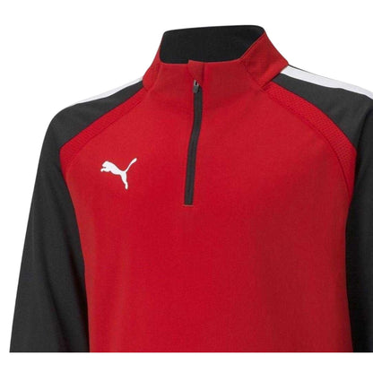 Red - Side - Puma Childrens-Kids TeamLIGA Quarter Zip Fleece Top